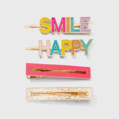Girls' 4pk Smile and Happy Hair Clips - Cat & Jack™ | Target