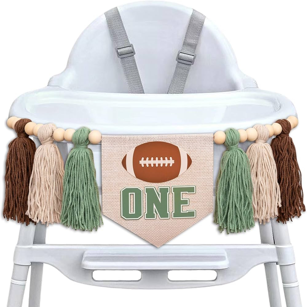First Birthday High Chair Banner - Football Theme Yarn Tassel Decorations,First Year Down 1st Bir... | Amazon (US)
