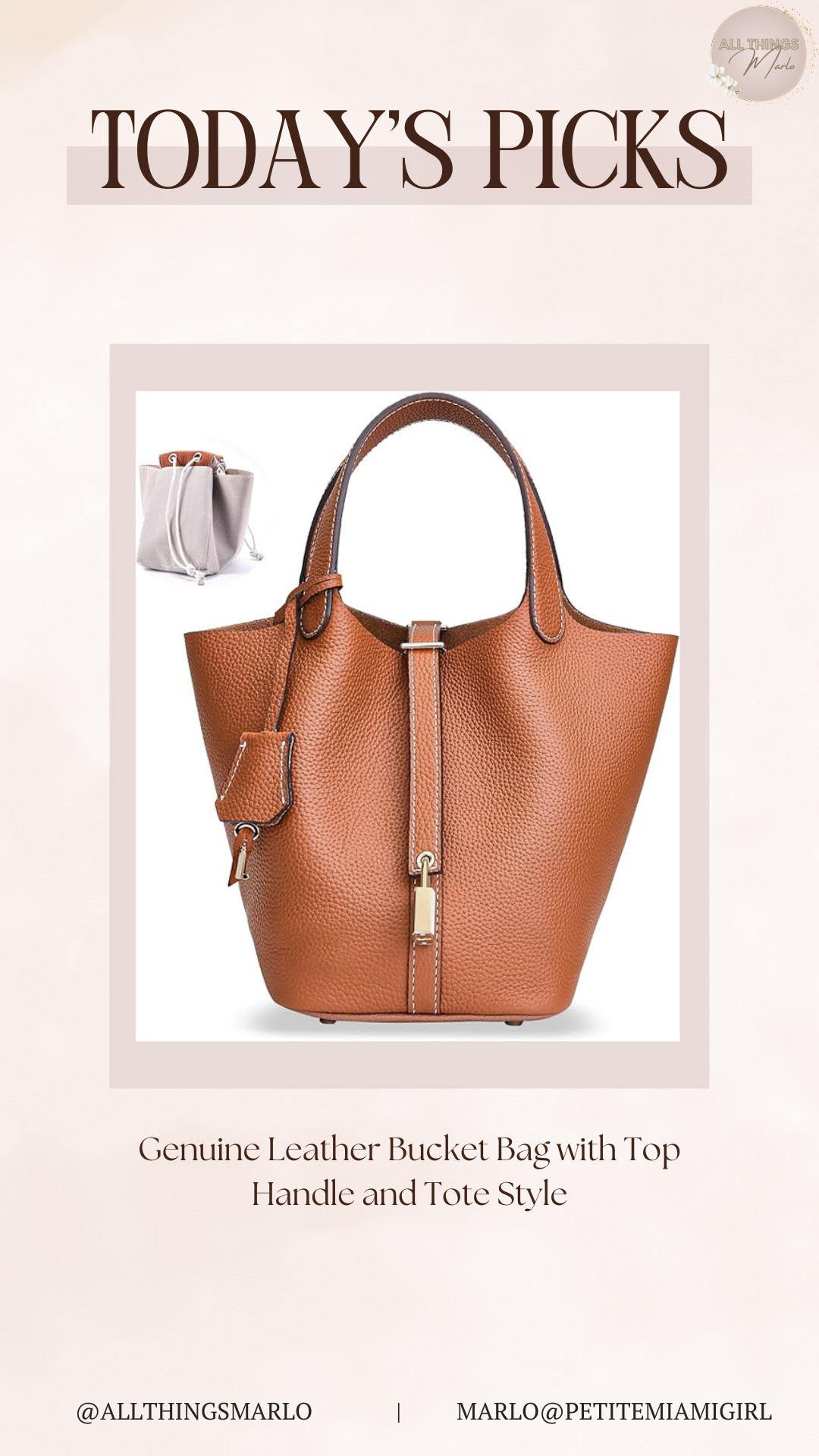 Genuine Leather Bucket Bag with Top Handle and Tote Style 

 #LTKSeasonal #LTKStyleTip #LTKItBag