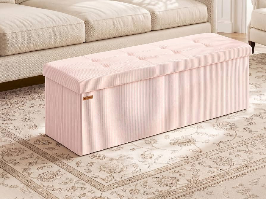 SONGMICS MAZIE Collection - Storage Ottoman Bench, Foldable Foot Rest, 15 x 43 x 15 Inches, End o... | Amazon (US)
