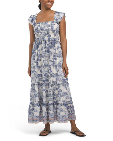 Textured Georgette Flutter Sleeve Maxi Dress | TJ Maxx