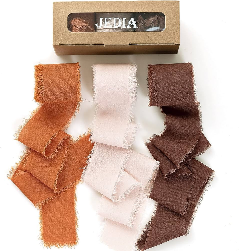 Amazon.com: JEDIA Fall Ribbon, 3 Rolls Terracotta Ribbon, 1.5" x 7Yd Chiffon Silk Ribbon Set for ... | Amazon (US)