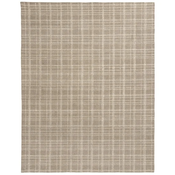 Better Homes & Gardens Beige Plaid Wool Indoor Area Rug, 7'10"x9'10" | Walmart (US)