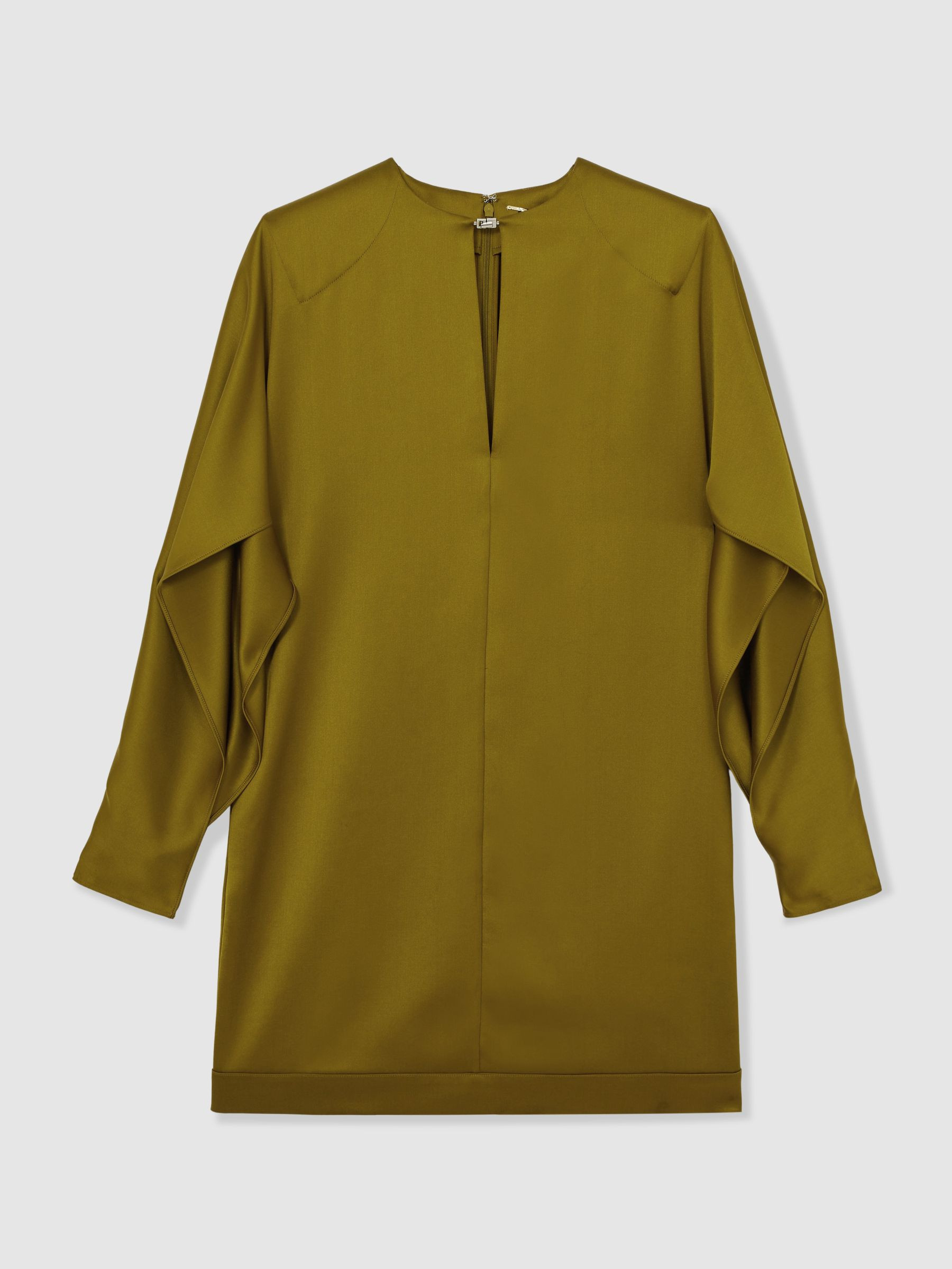 Reiss Atelier Satin Turn-Lock Mini Dress in Green - REISS | Reiss UK