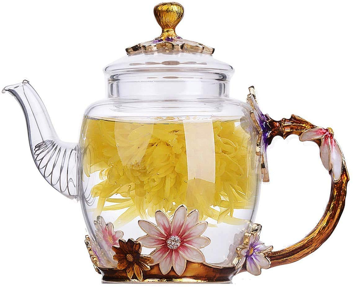 YBK Tech Creative Flower Glass Teapot Crystal Glass Teapot for Kung Fun Tea, Good Gift for Sister... | Amazon (UK)