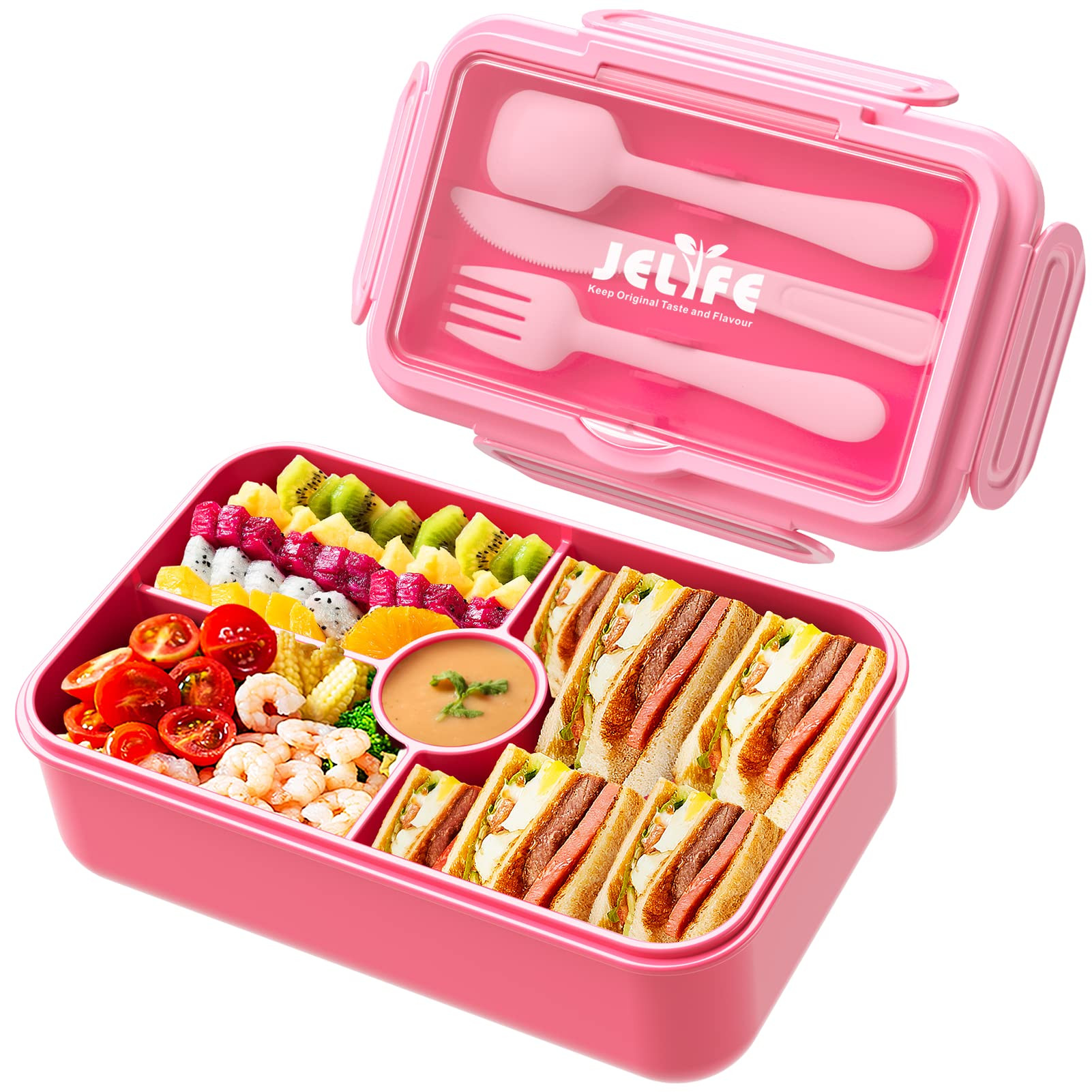 Jelife Kids Lunch Bento Box, Large Bento-Style Leakproof Boxes 4 Compartments Girls Snack Contain... | Amazon (US)