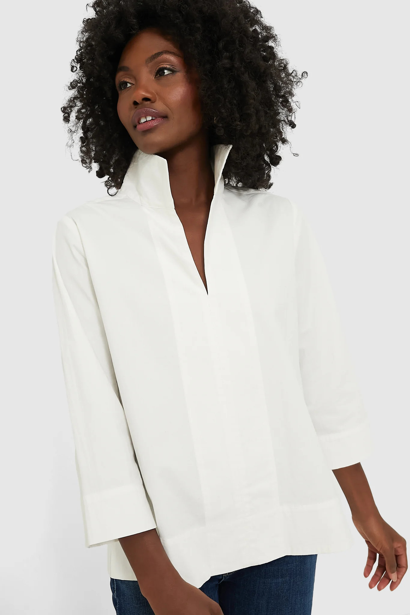 White Margot Stand Collar Blouse | Tuckernuck (US)