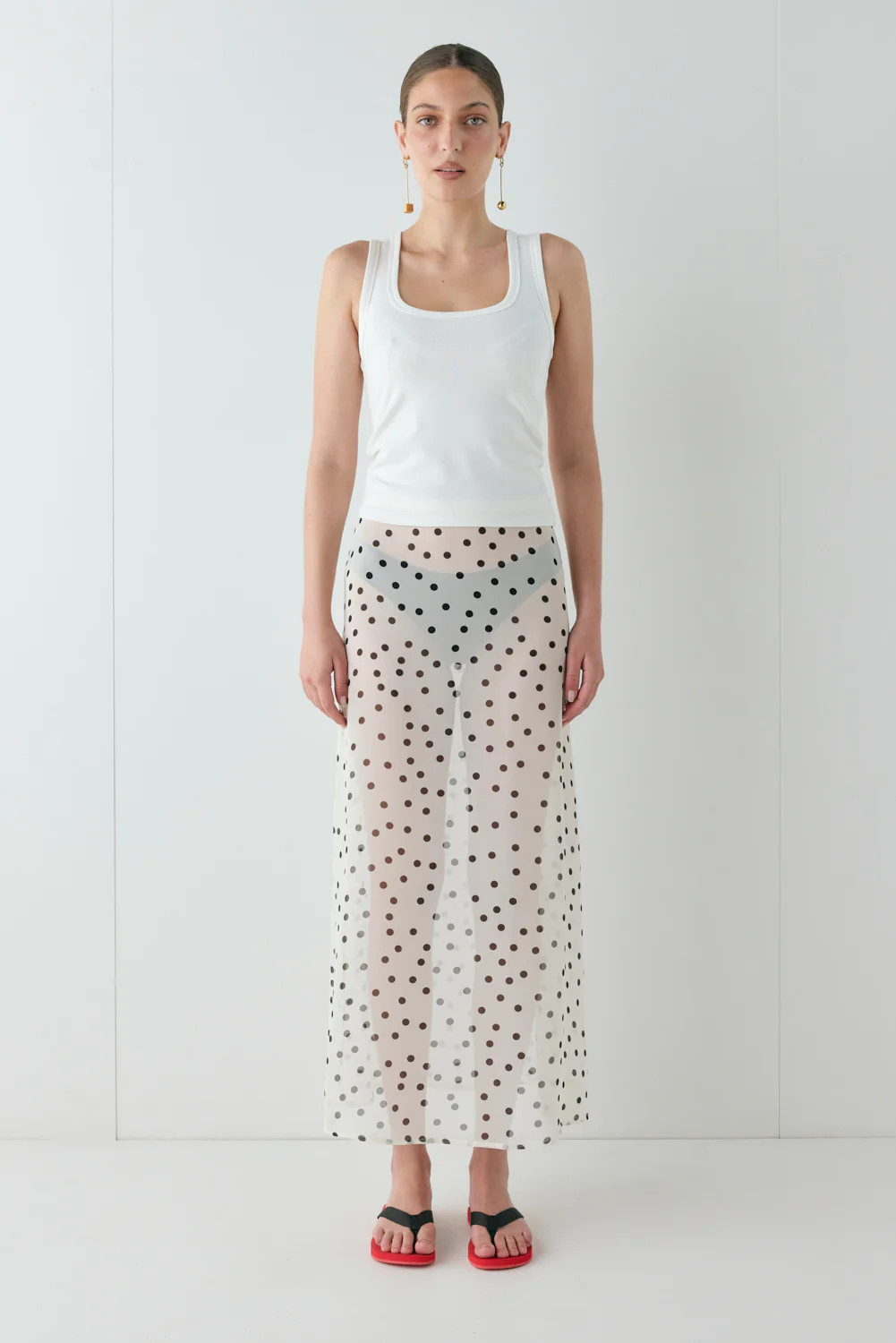 Vilma Sheer Maxi Skirt Polka Dot | VRG Grl