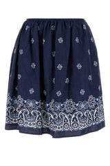 Miu Miu Embroidered Cotton-Linen Skirt — Navy | Italist Inc.