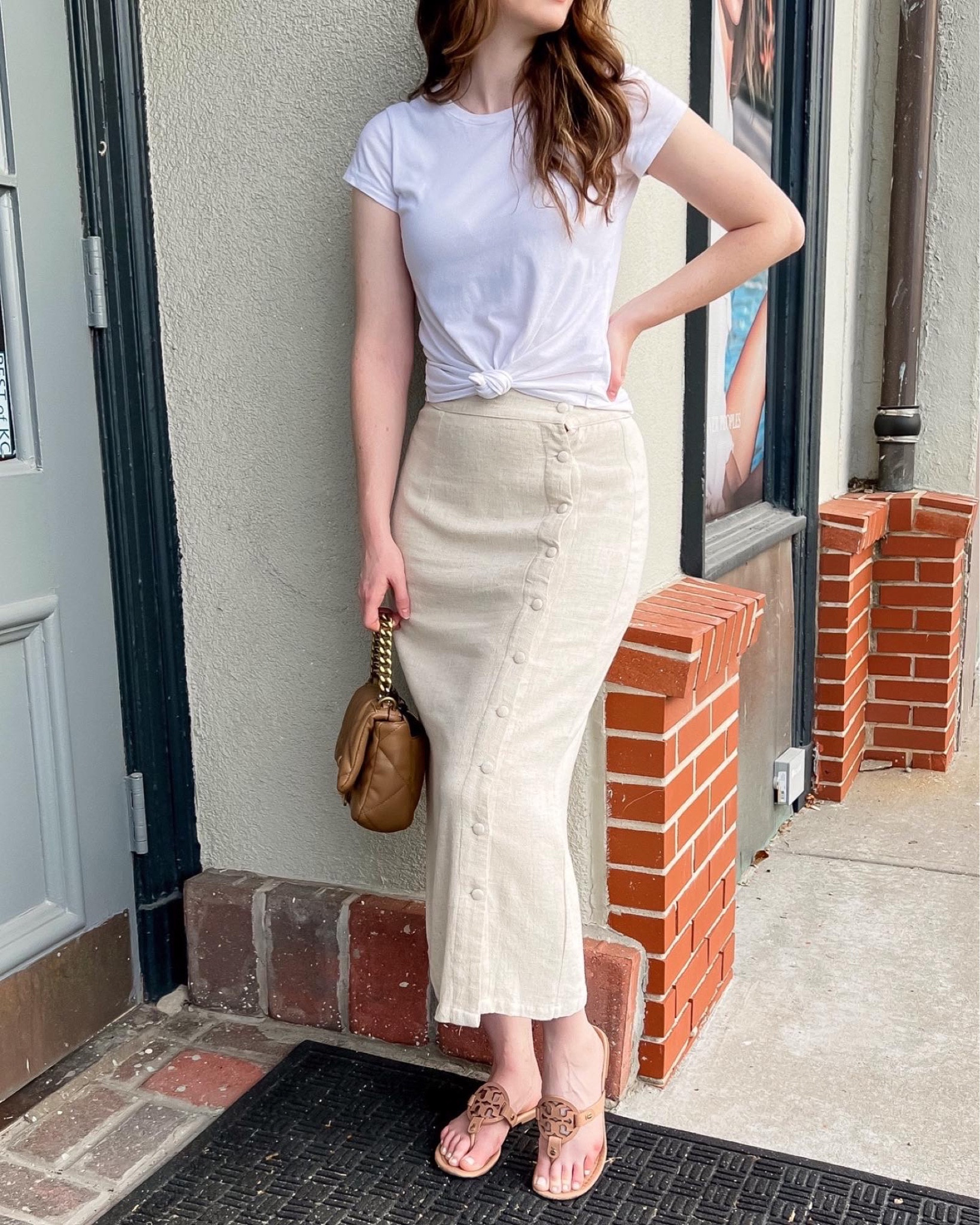 Modest summer casual linen midi skirt outfit

#LTKunder50 #LTKSeasonal #LTKstyletip
