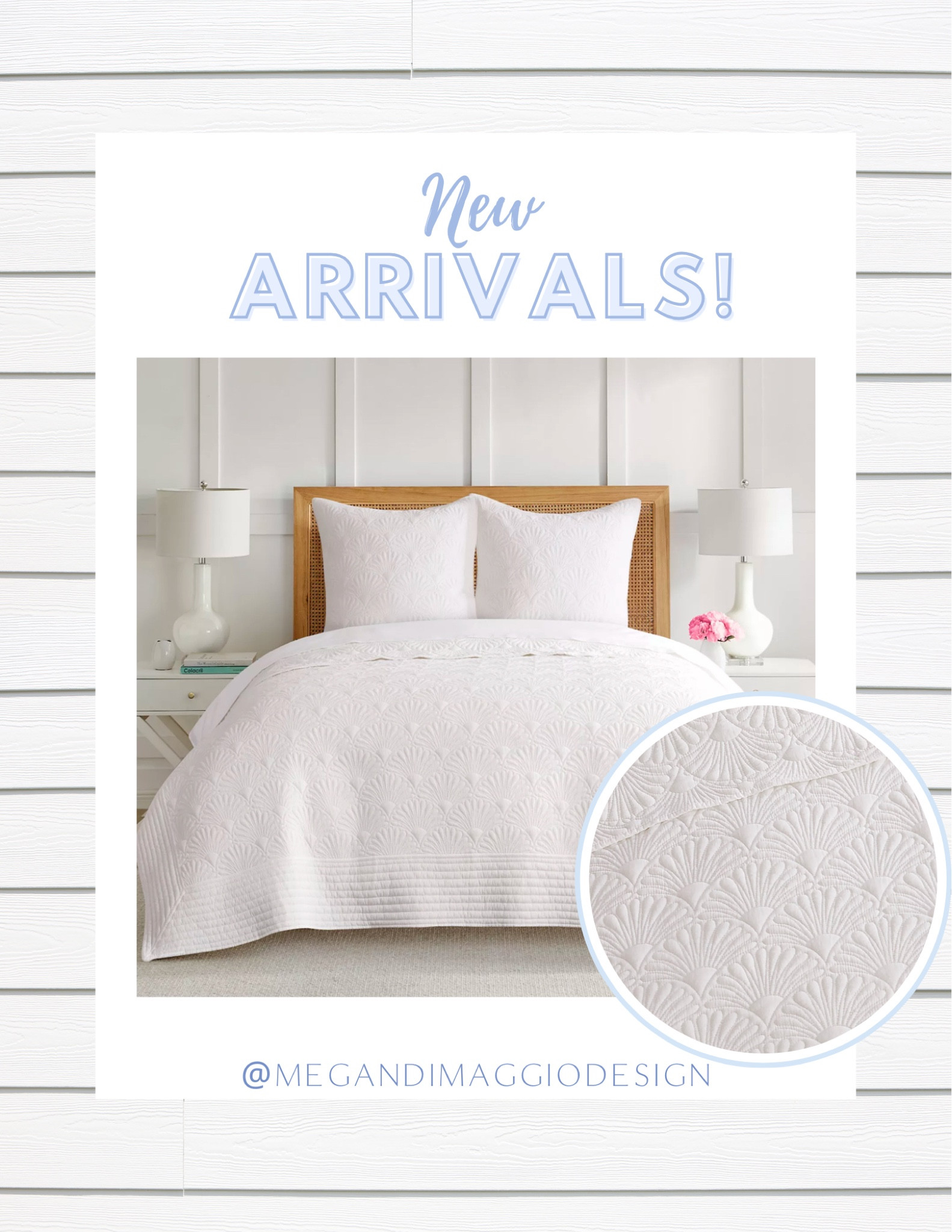 Pretty new white coastal coverlet and shams!! 🤍🌊 the perfect lightweight for hot summer nights and a great layering piece for now!! Love the subtle shell details 

#LTKFindsUnder100 #LTKHome