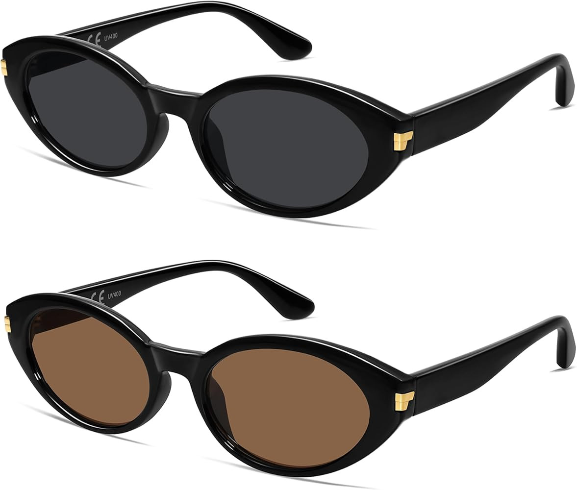 VANLINKER Polarized Retro Oval Sunglasses for Women Men Small Face Vintage 90s Shades VL9850 | Amazon (US)
