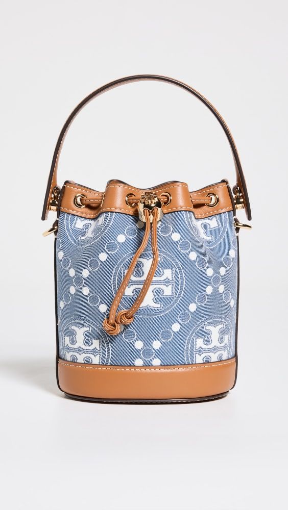 Tory Burch T Monogram Denim Mini Bucket Bag | Shopbop | Shopbop