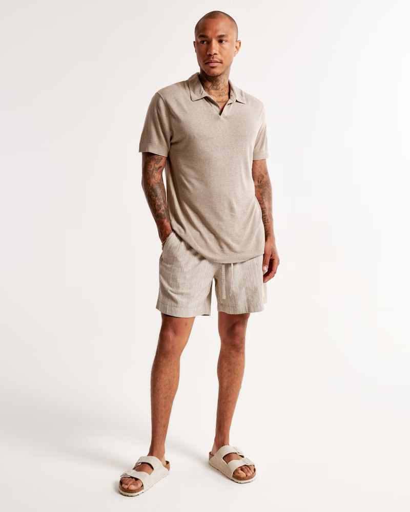 6 Inch Linen-Blend Pull-On Short | Abercrombie & Fitch (US)