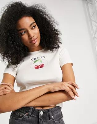 Topshop graphic cherry baby tee in cream | ASOS (Global)