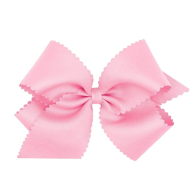 Wee Ones Girls' Classic Grosgrain Hair Bow with Scalloped Edges, No-Slip Hair Clip, Handmade, Pea... | Amazon (US)