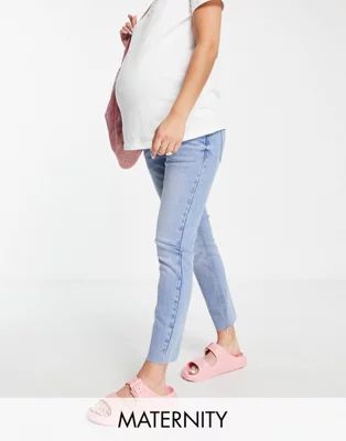 Urban Bliss Maternity skinny jeans in blue | ASOS (Global)