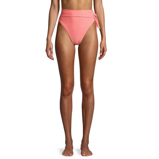Time and Tru Women's Orange Honey Solid Highwaist Swimsuit Bottom | Walmart (US)