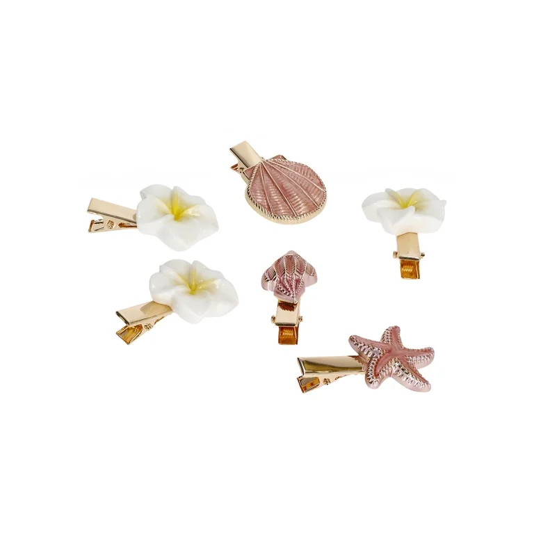 No Boundaries Metal and Enamel Claw Clips, Pink Multi | Walmart (US)