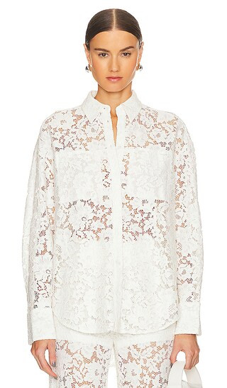 London Lace Oversized Shirt in White | Revolve Clothing (Global)