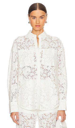 London Lace Oversized Shirt in White | Revolve Clothing (Global)