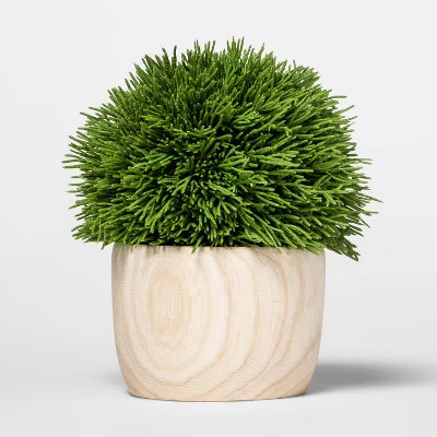Artificial Cypress Arrangement in Wooden Pot Green/Natural - Threshold™ | Target