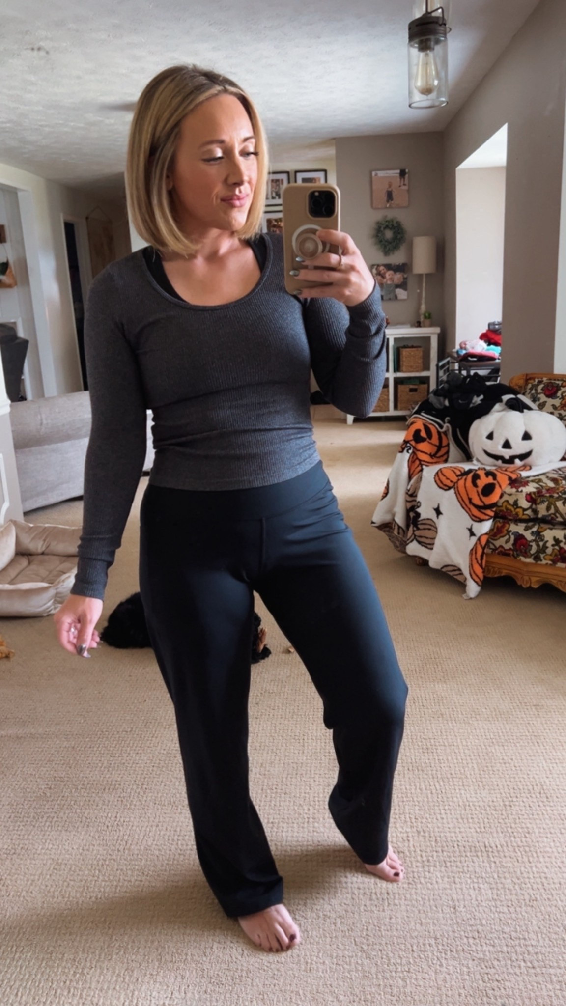 The cutest and most comfortable athletic pants! I have them in black and brown. Wearing size Medium. 