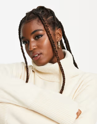Bershka high neck striped sweater in beige | ASOS (Global)
