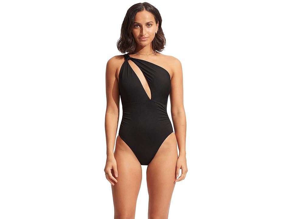 Seafolly Seafolly Collective One Shoulder One-Piece (Black) Women's Swimsuits One Piece | Zappos