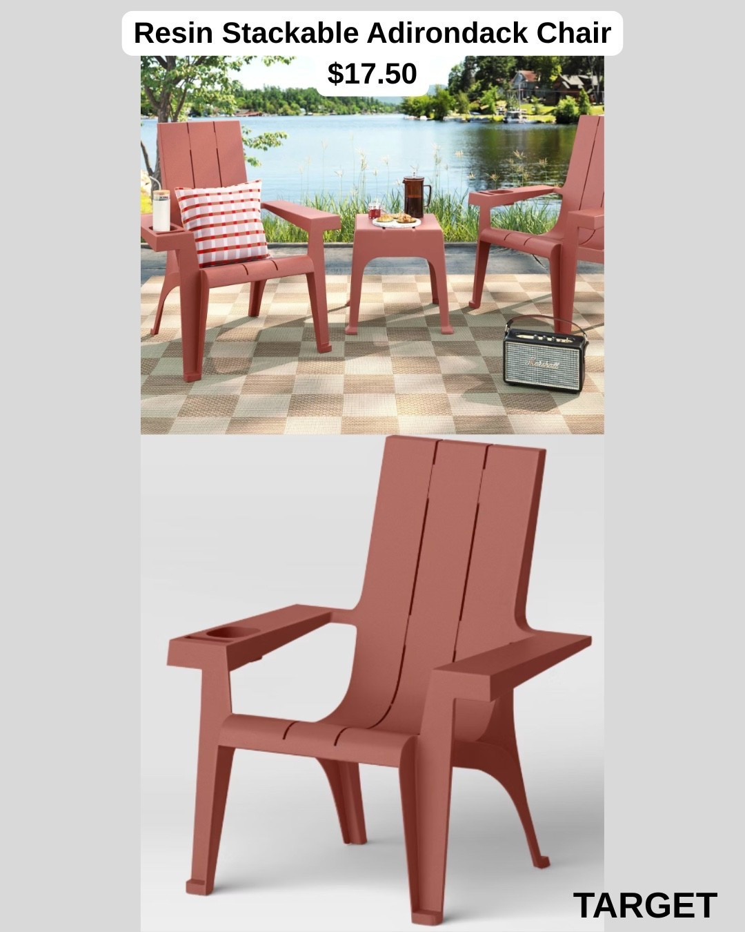 Target patio finds have been SO good lately 👏
These stackable Adirondack chairs are only $17.50 and honestly look way more elevated than the price tag. Love the color, built-in cup holder, and easy summer setup vibe.

#TargetFinds #LTKHome #PatioSeason #OutdoorDecor #BackyardStyle #TargetStyle #AffordableHome #SummerFinds #PatioInspo #LTKUnder50

#LTKSeasonal #LTKHome