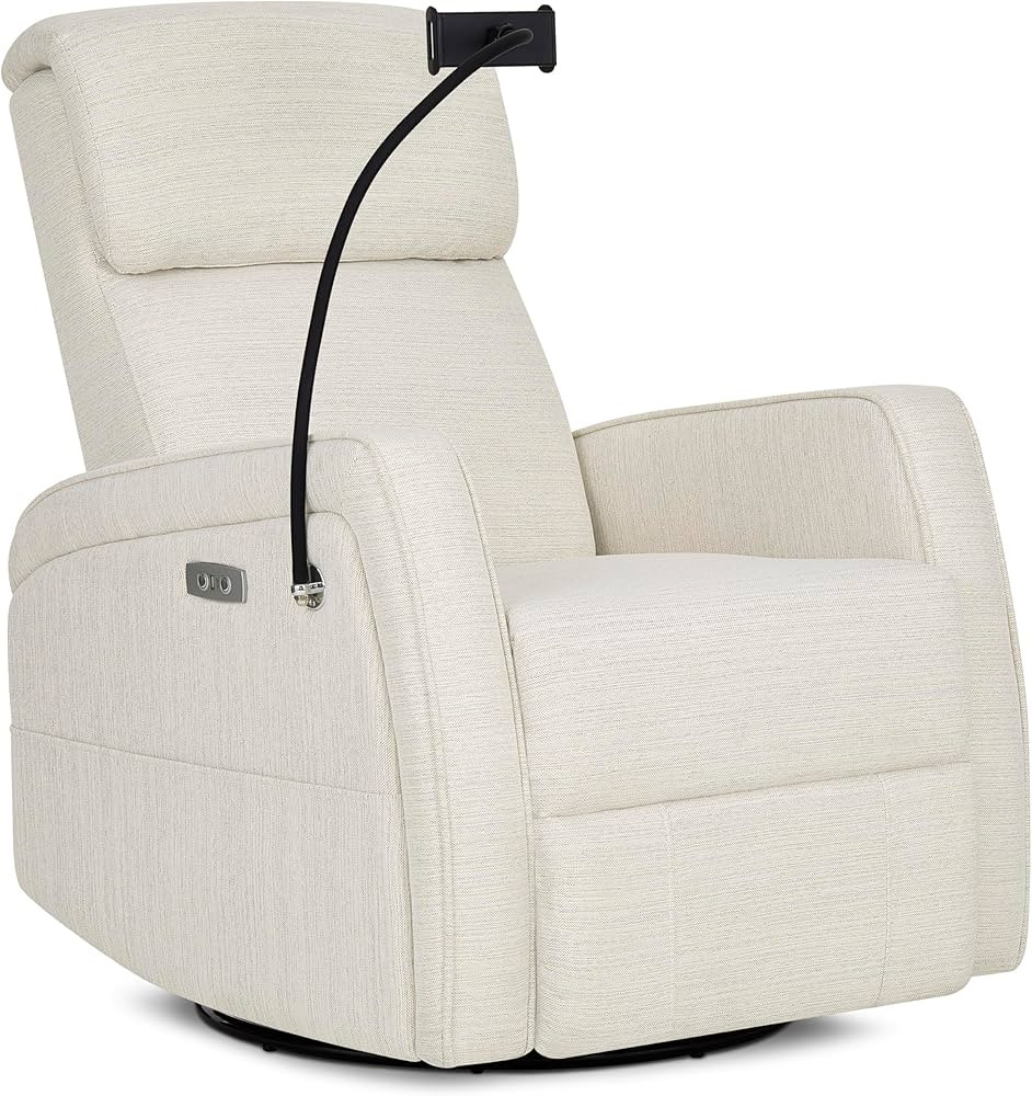 Evolur Maverick Upholstered Nursery Glider Recliner with Power Recline & Device Holder, Swivel Ro... | Amazon (US)
