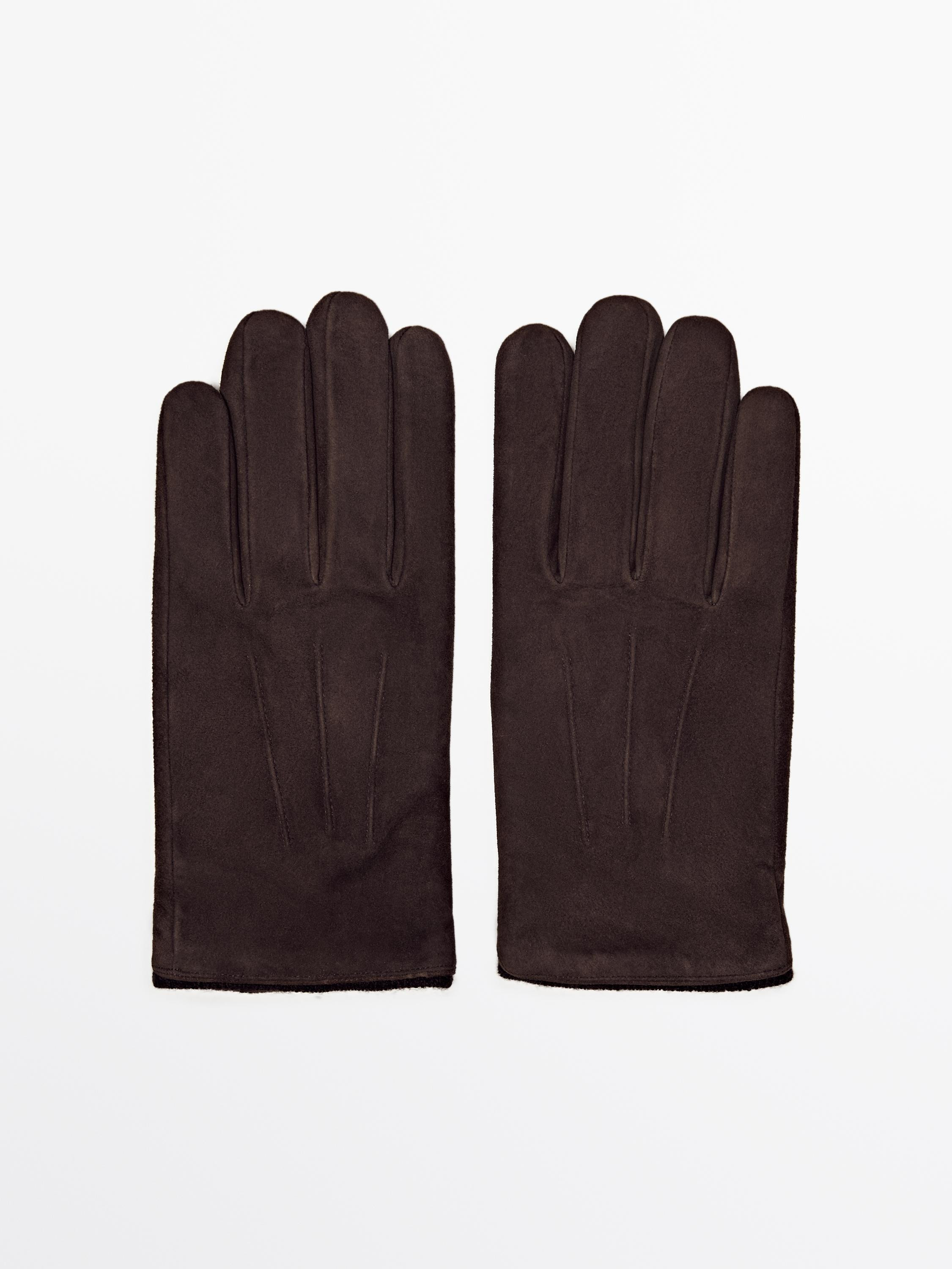 Split leather and leather gloves | Massimo Dutti US