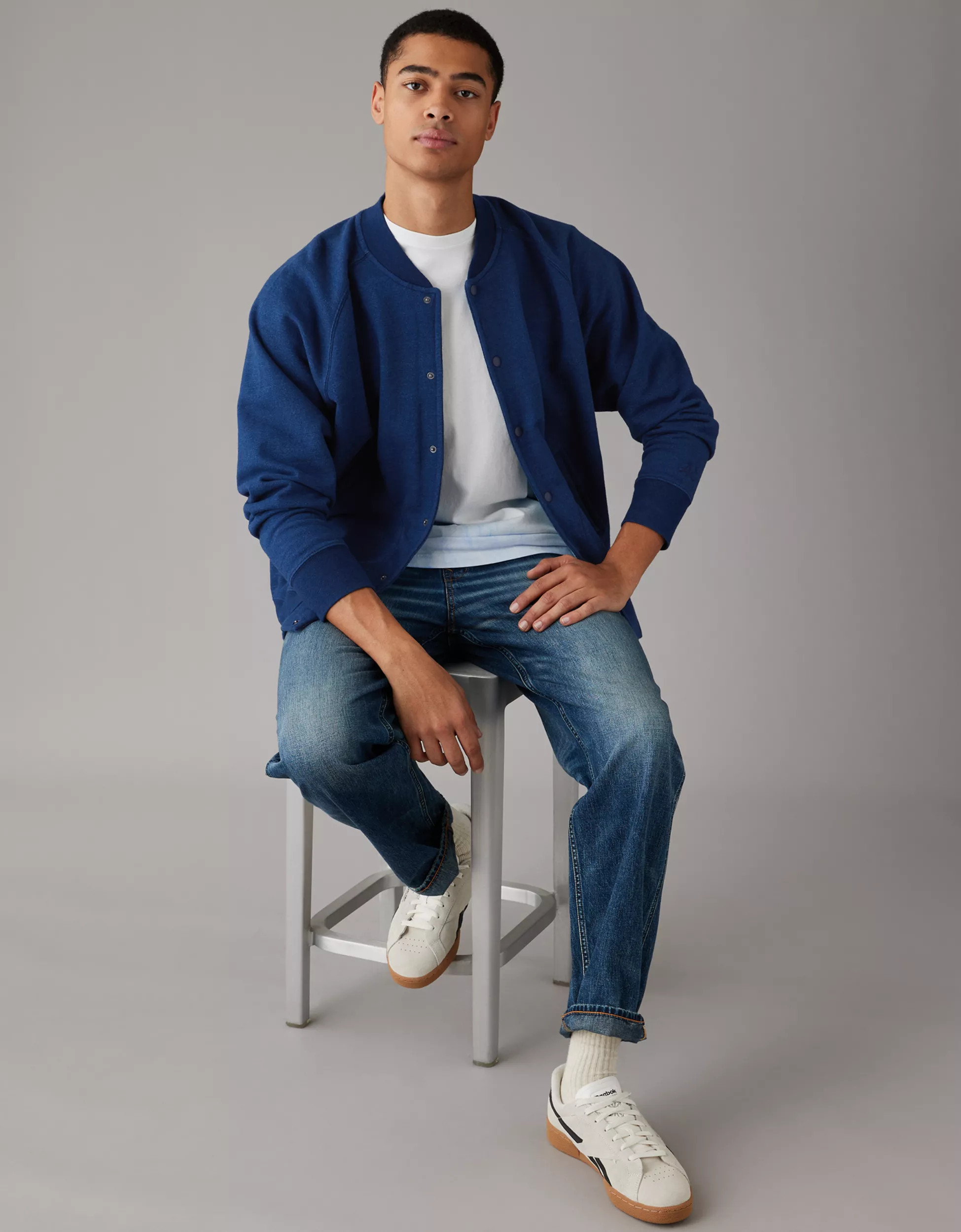 AE Fleece Baseball Shirt Jacket | American Eagle Outfitters (US & CA)