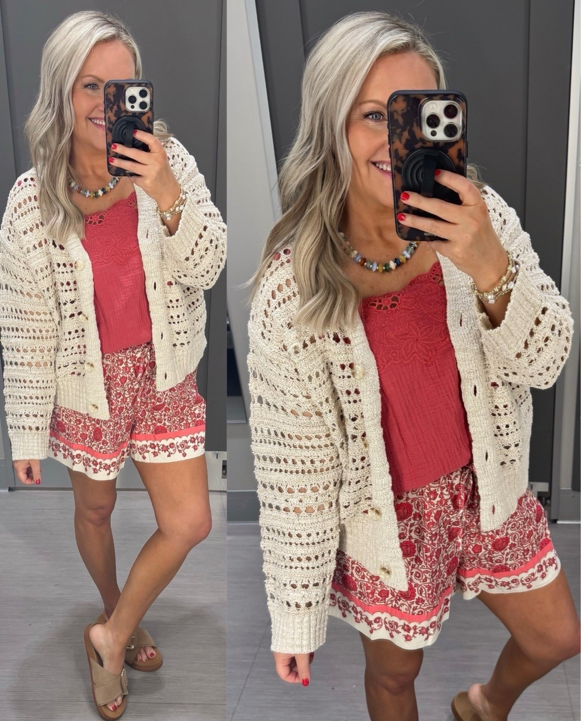 Bestsellers! This outfit is giving all the summer vacation vibes! The lightweight tank and printed shorts are such a cute combo, and this crochet cardigan is perfect for chilly restaurants, travel days, or cool evenings. An easy outfit that feels comfortable and put together.

summer outfit, crochet cardigan, vacation style, printed shorts, casual summer look, lightweight layers, resort wear, everyday fashion, beach vacation outfit, summer essentials, affordable fashion, lovelylifestyling

#LTKTravel #LTKSeasonal #LTKootd