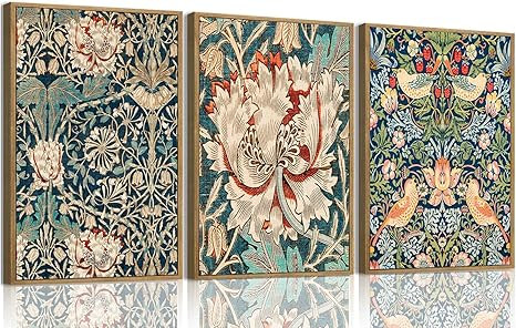 ILLBDR Framed Wall Art William Morris Botanical Flower Canvas Wall Art Set of 3, William Morris P... | Amazon (US)