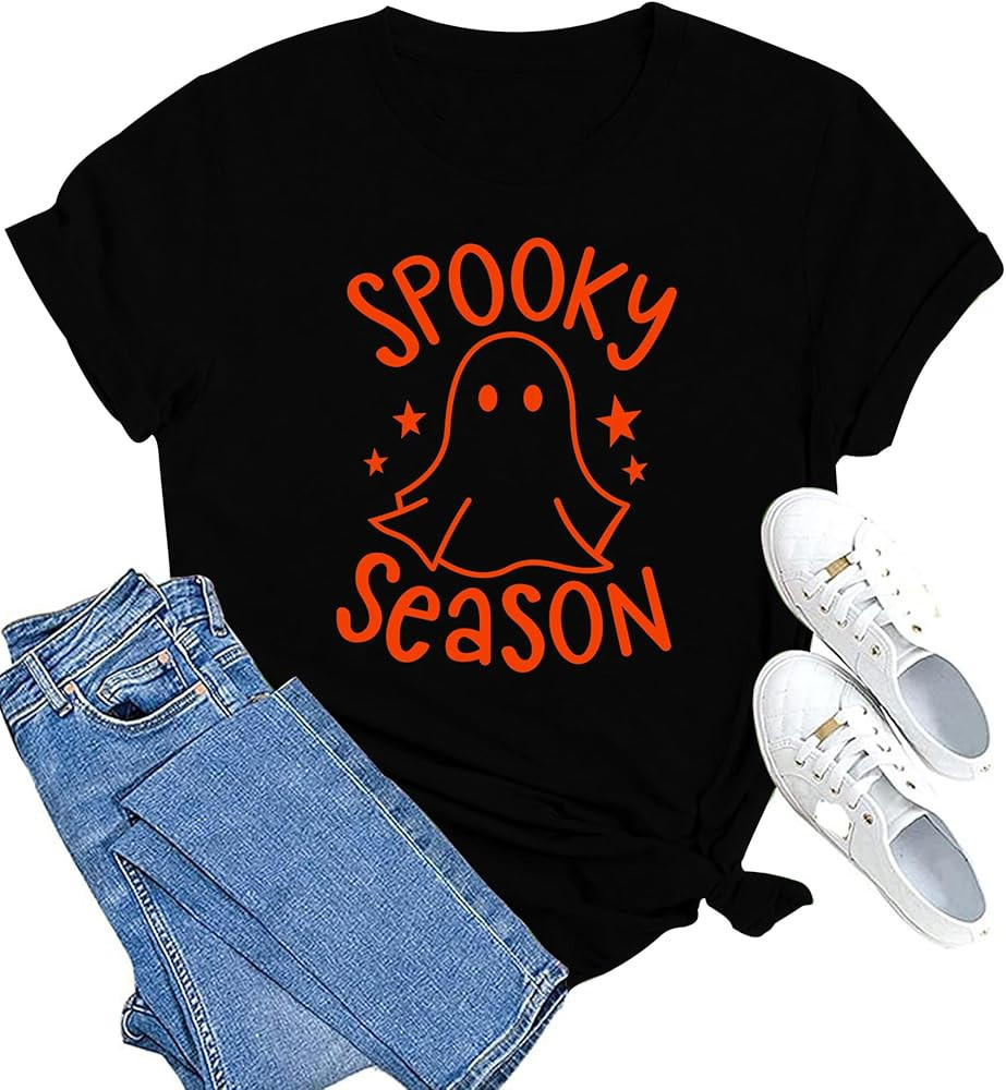 MAIHUN Womens Halloween Shirts Halloween Ghost Tshirt Horror Halloween Party Tee Tops | Amazon (US)