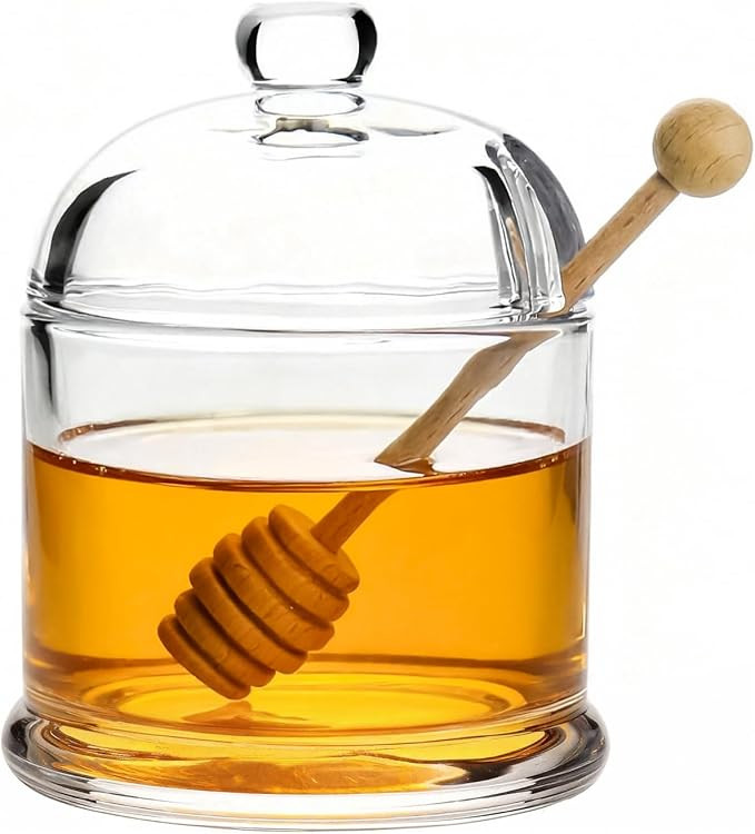 Glass Honey Jar with Lid and Dipper, Convenient Honey Container, Heavy Honey Pot for Home Kitchen... | Amazon (US)
