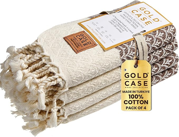 GOLD CASE HOME COLLECTION Helen Turkish Hand Towels for Bathroom Set of 4 - Bathroom Hand Towels ... | Amazon (US)