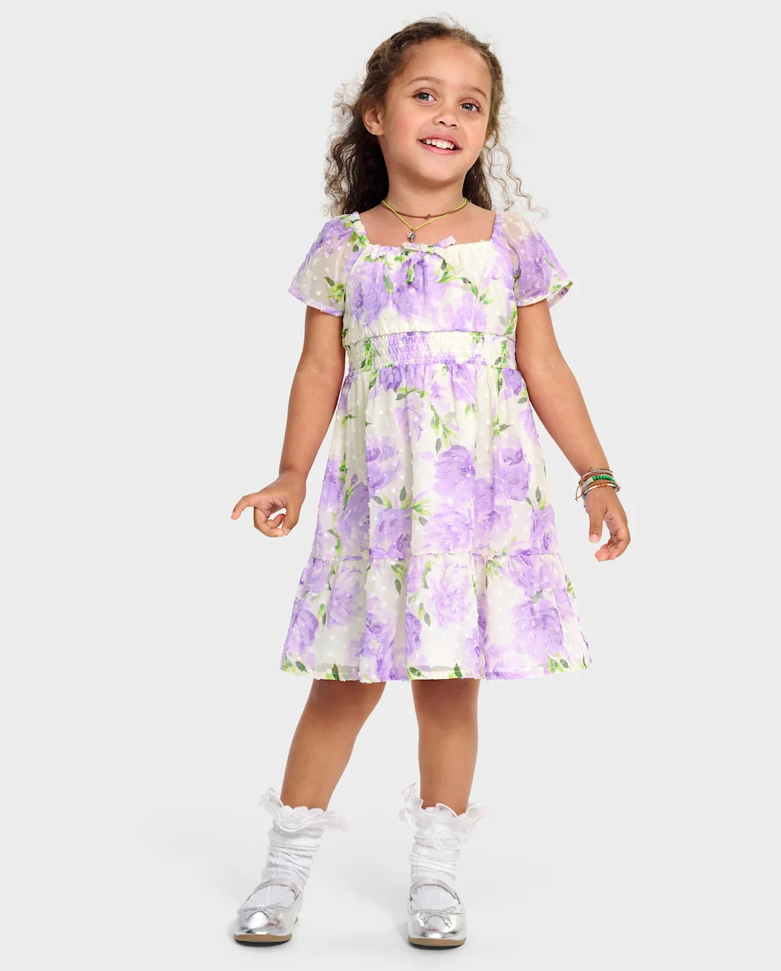 Baby And Toddler Girls Mommy And Me Floral Chiffon Ruffle Dress - white | The Children's Place
