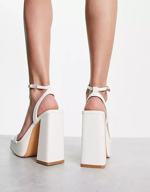 Glamorous Wide Fit platform heel sandals in white patent | ASOS (Global)