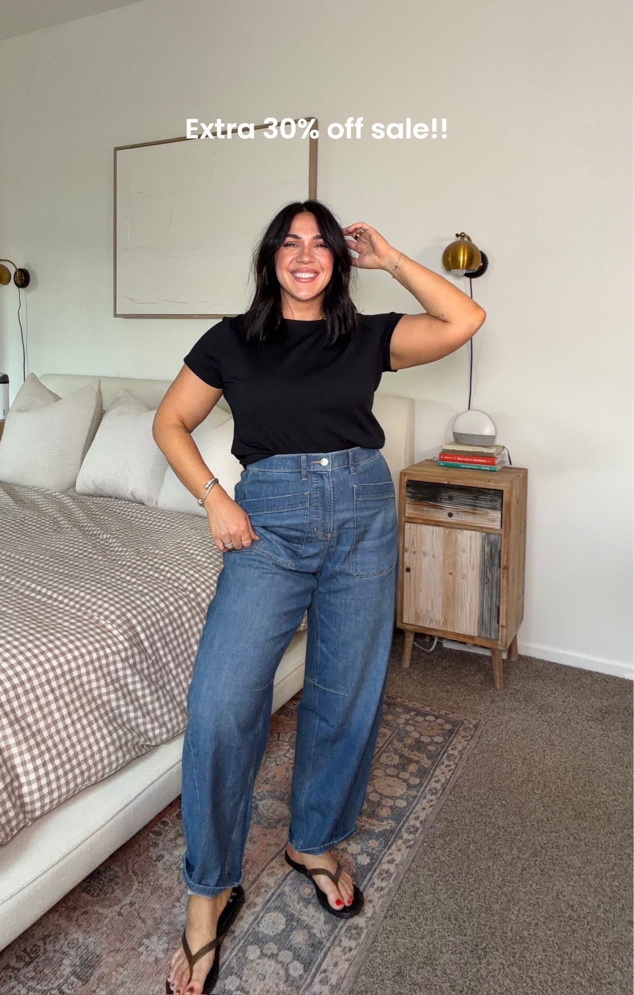 Spanx extra 30% off sale! Under $65! The best lightweight drapey jeans that don't even feel like denim. I did a size L petite but could even do M.

#LTKSaleAlert #LTKMidsize #LTKSeasonal