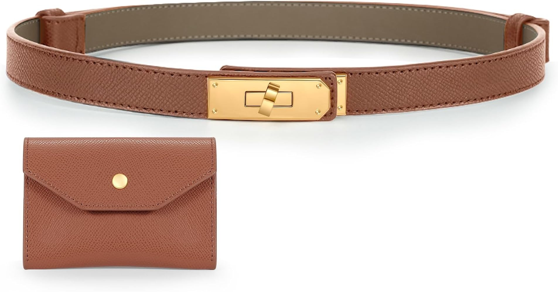 Yugdruzy Skinny Double-Sided Leather Belt, Women's Decorative Waist Belt, Women's Narrow Belt, Fa... | Amazon (DE)