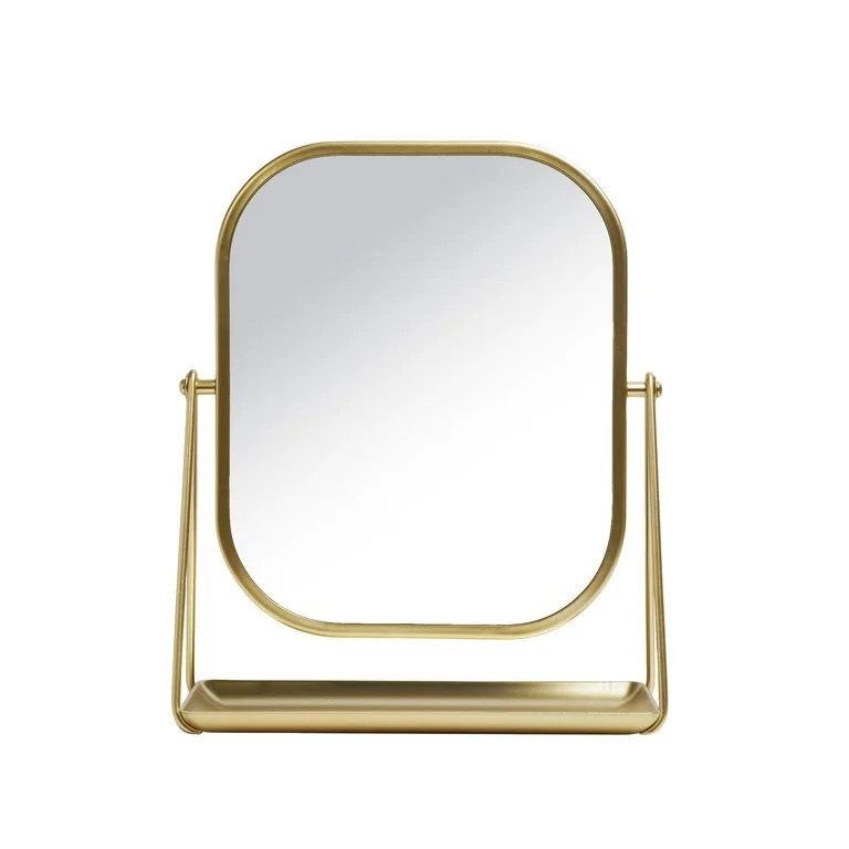 Mainstay Round Edge Tabletop Easel Mirror with a Modern Gold Finish Vanity Mirror 7" x 5" | Walmart (US)