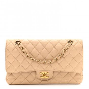 Caviar Quilted Medium Double Flap Beige Clair | FASHIONPHILE (US)