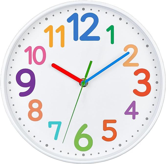 VREAONE Kids Clock-Silent Analogue Classroom Clock -Telling Time Teaching Clock for Kids-Clock Le... | Amazon (US)