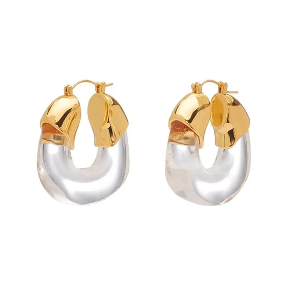 Round Earrings Metallic Transparent Resin U-Shaped Earrings | Amazon (US)