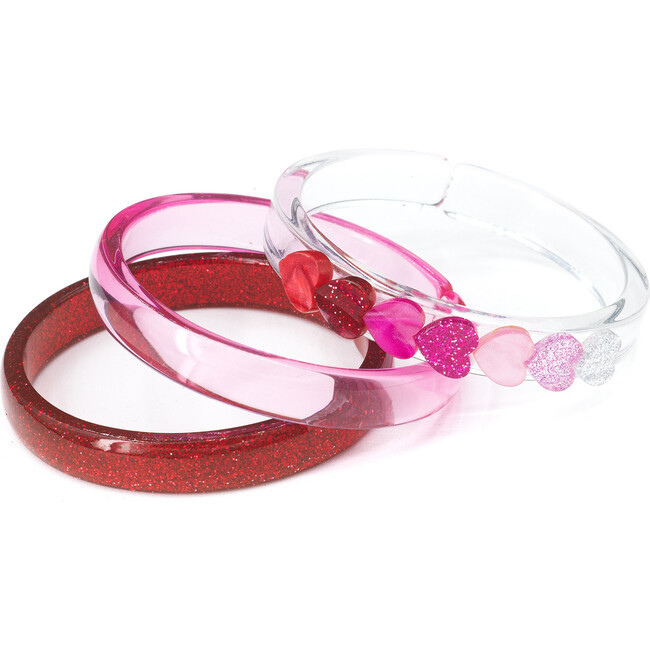 Hearts Red Shades Bangles, Clear, Red & Pink (Set Of 3) | Maisonette