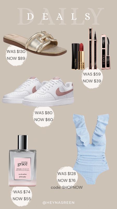 Daily deals on Sam Edelman sandals, Lancôme 3 piece set, Nike sneakers, J.Crew bathing suit, Philosophy amazing Grace perfume 

#LTKSaleAlert