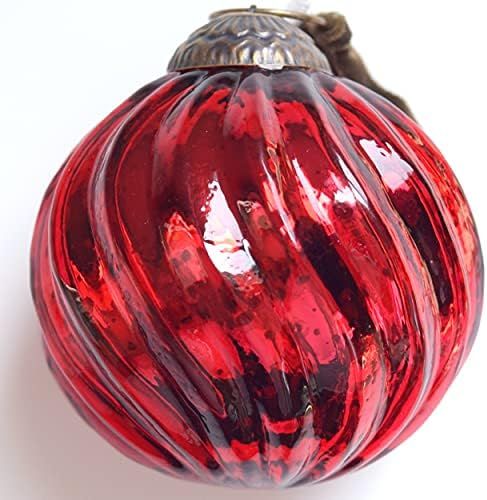 Amazon.com: Set of 4 Red Mercury Glass Ornaments (3.15" Antique Embossed Ball) Perfect for Christ... | Amazon (US)