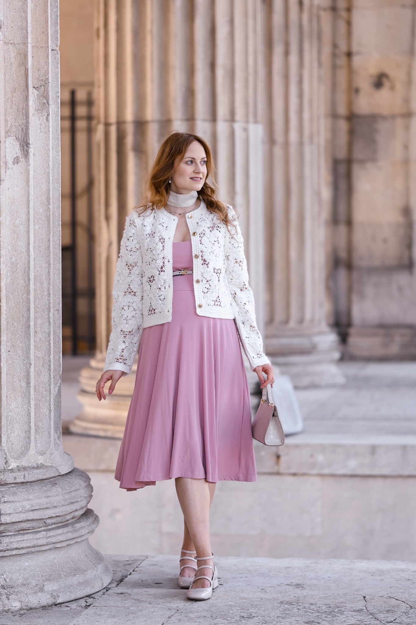 How to style pink for autumn 💗🍁

Pink sleeveless midi dress with square neckline – OGL Move
Off white crochet cardigan with gold buttons – Cotton Club
Light beige narrow leather belt with L buckle – Loewe
Light beige patent Mary Jane shoes – Tamaris
Light grey shimmery silk twilly – Dior
Light grey trapeze shaped top handle handbag – Mango

If any of these aren’t current or available, I’ve linked alternatives. 🤍

#LTKautumn #LTKFashionMonth #LTKeurope